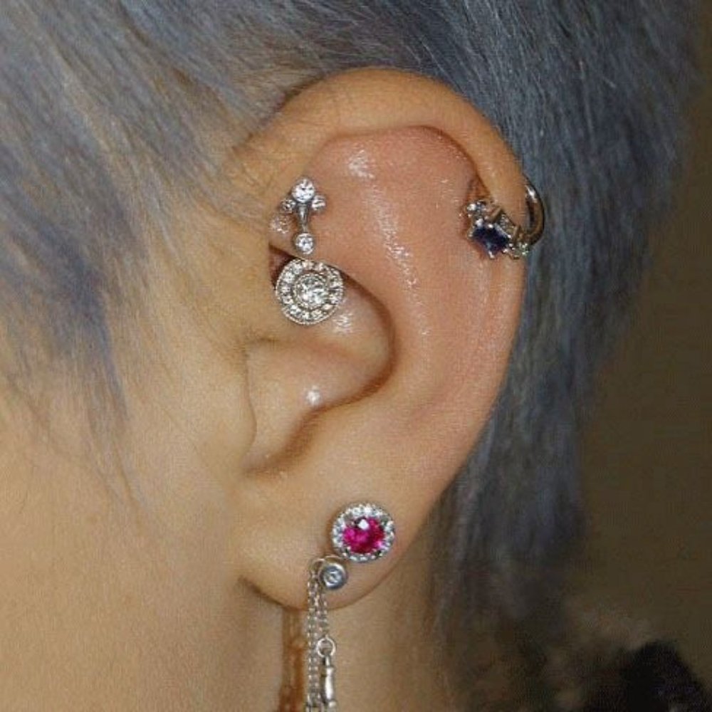 Maria Tash Blue Sapphire Diamond Princess Nonrotating Clicker Earring SOLD OUT